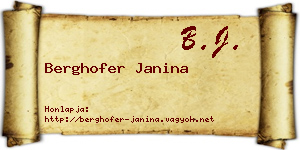 Berghofer Janina névjegykártya